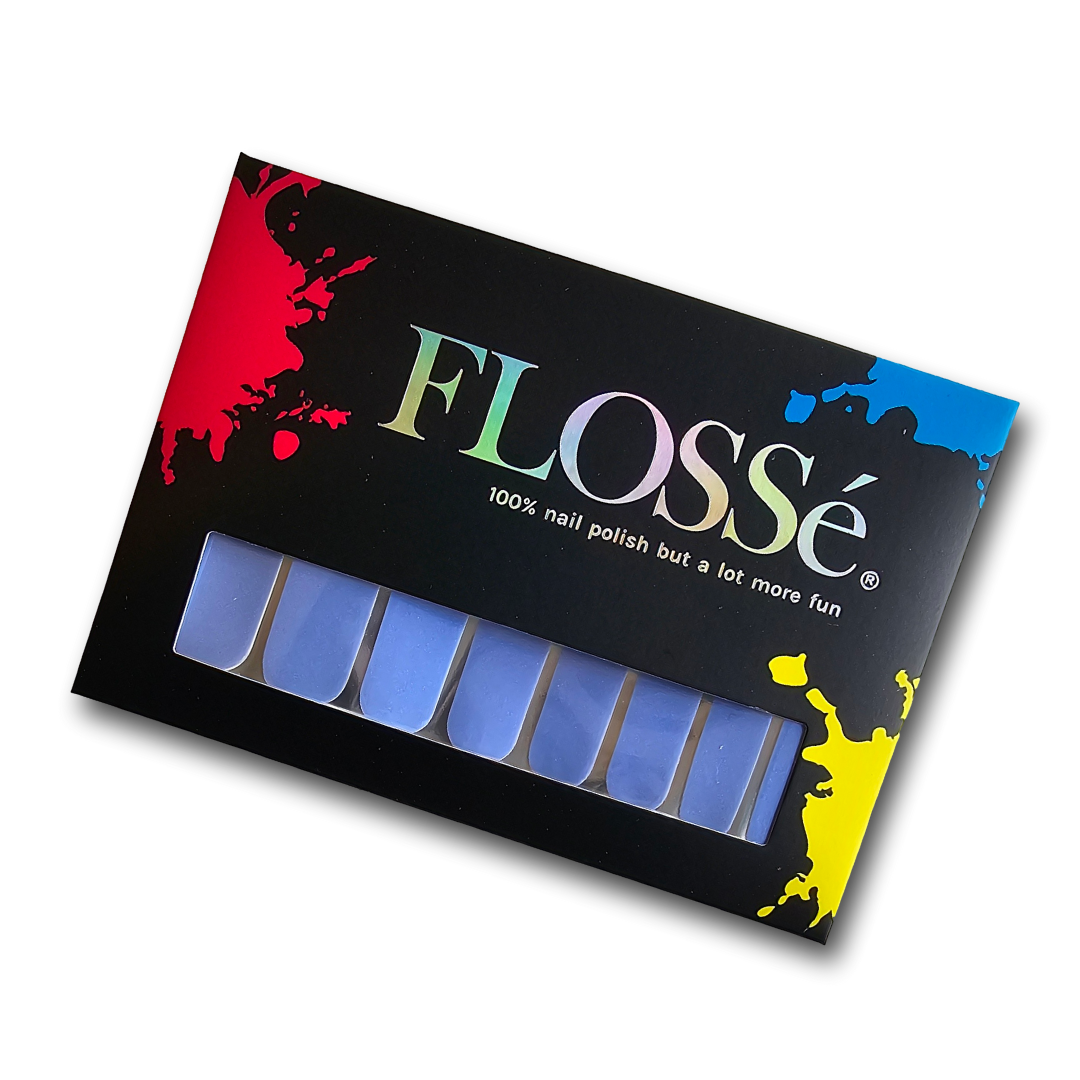 Full set of FLOSSé nail wraps in box. Altitude blue. 