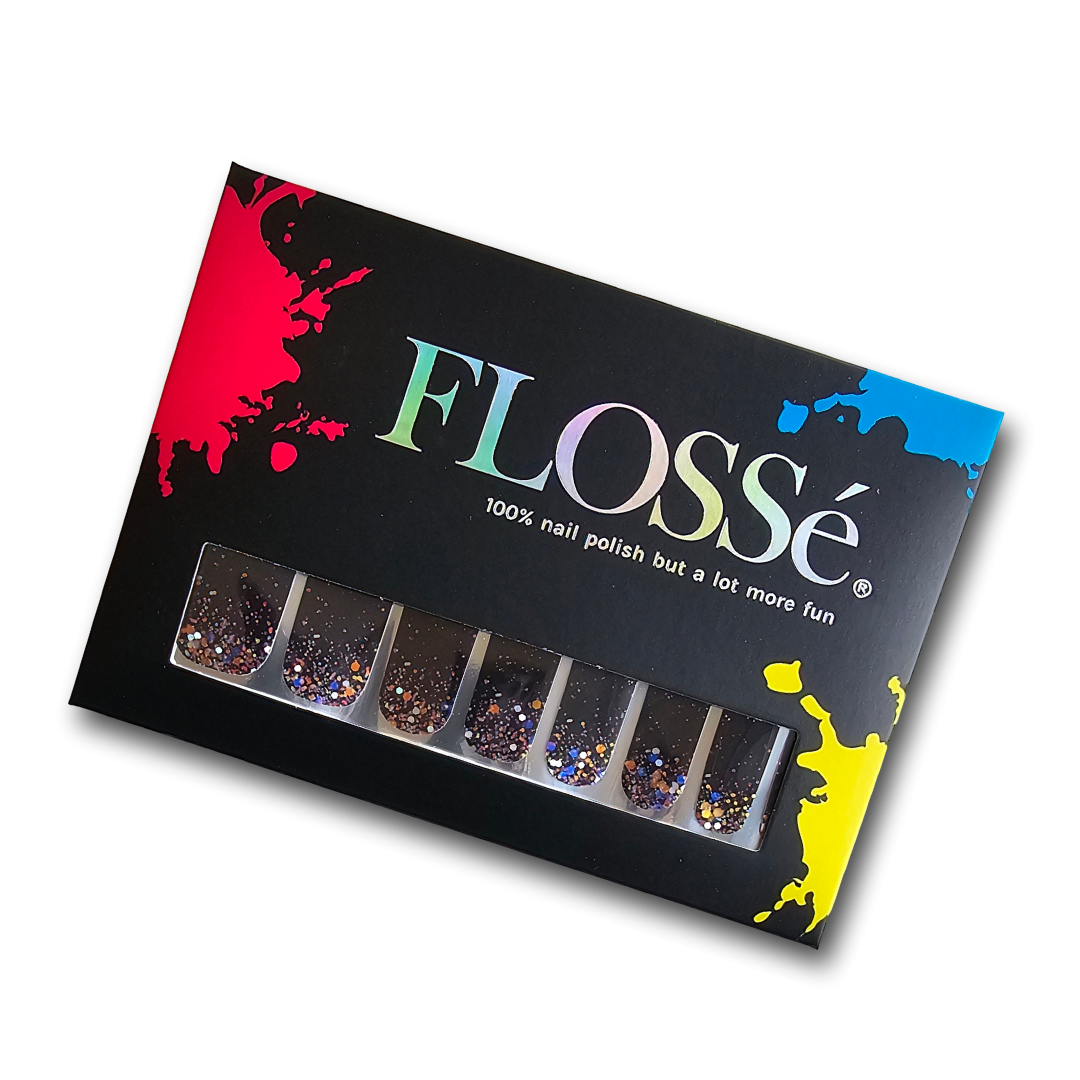 Flossé into the night packaged nail wraps