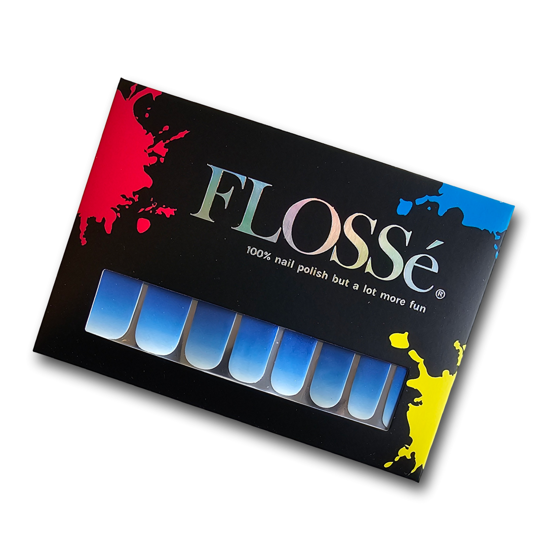 Flossé blue horizon nail wraps in outer packet. 