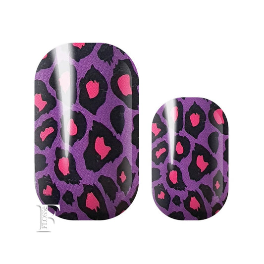 Purple and pink leopard pint nail wraps.