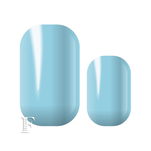 Sky blue FLOSSé nail wraps. Long lasting instant nail polish
