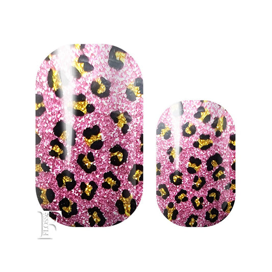The ultimate pink leopard print glitter nail wrap.
