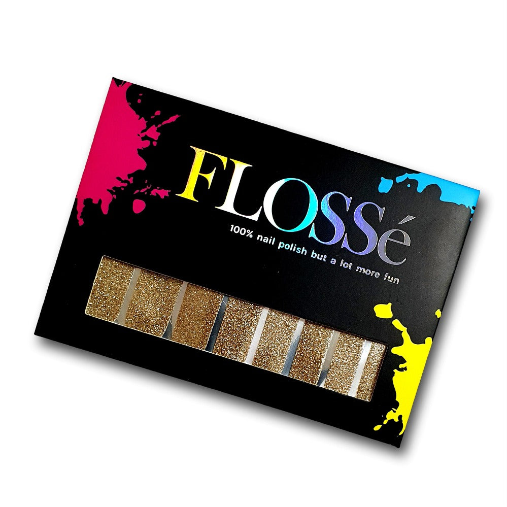 long lasting Champagne game glitter nail wraps sparkling in flosse packet