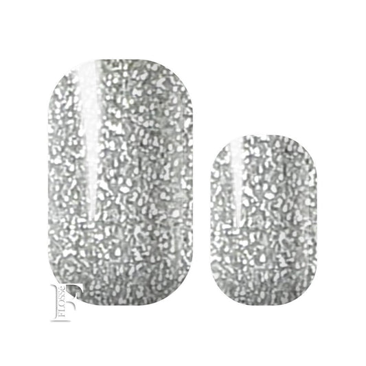bright silver glitter nail wraps