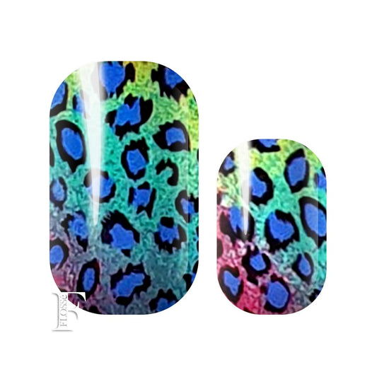 rainbow coloured leopard print nail wraps