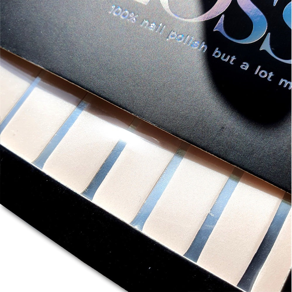 close up of pearl nail wraps