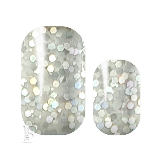 silver sequin glitter nail wraps