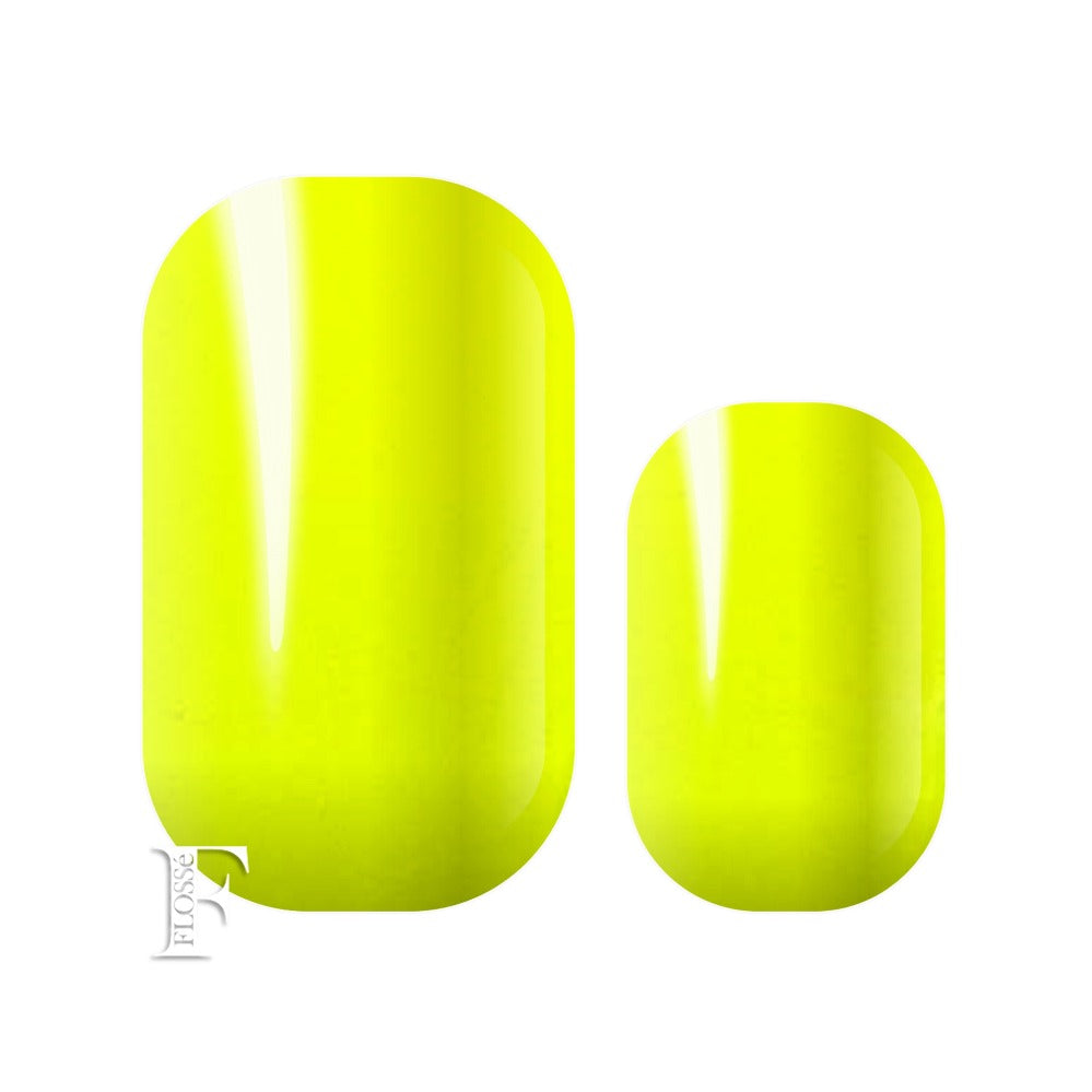 Fluro neon yellow nail wraps.
