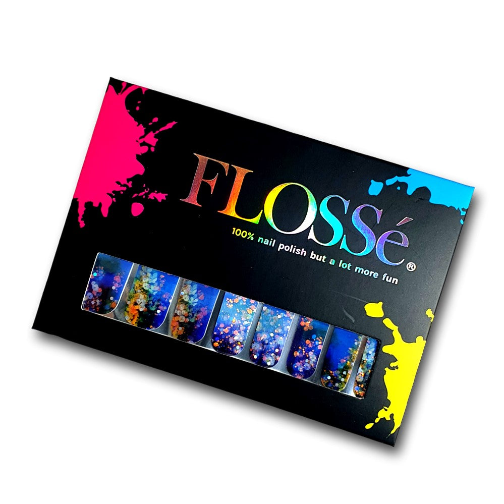 FLOSSé blue lagoon nail wrap nail sticker NZ in packaging.