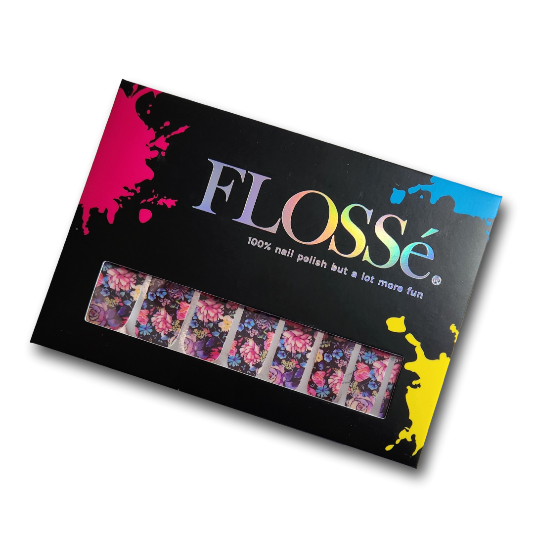 16 FLOSSé Florance nail wrap stickers in branded packaging