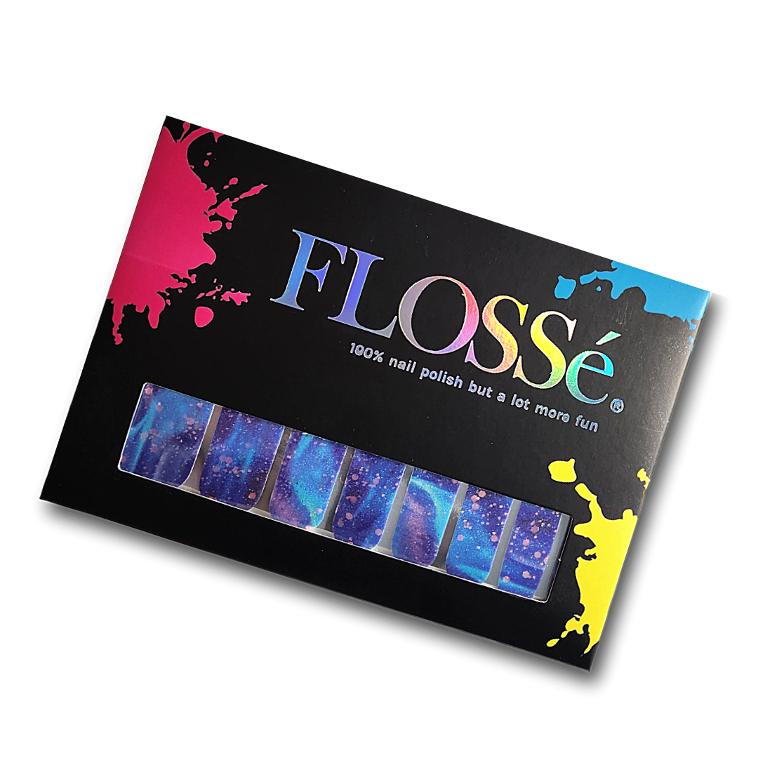 FLOSSé rolling deep nail wraps shown in flossé packaging.
