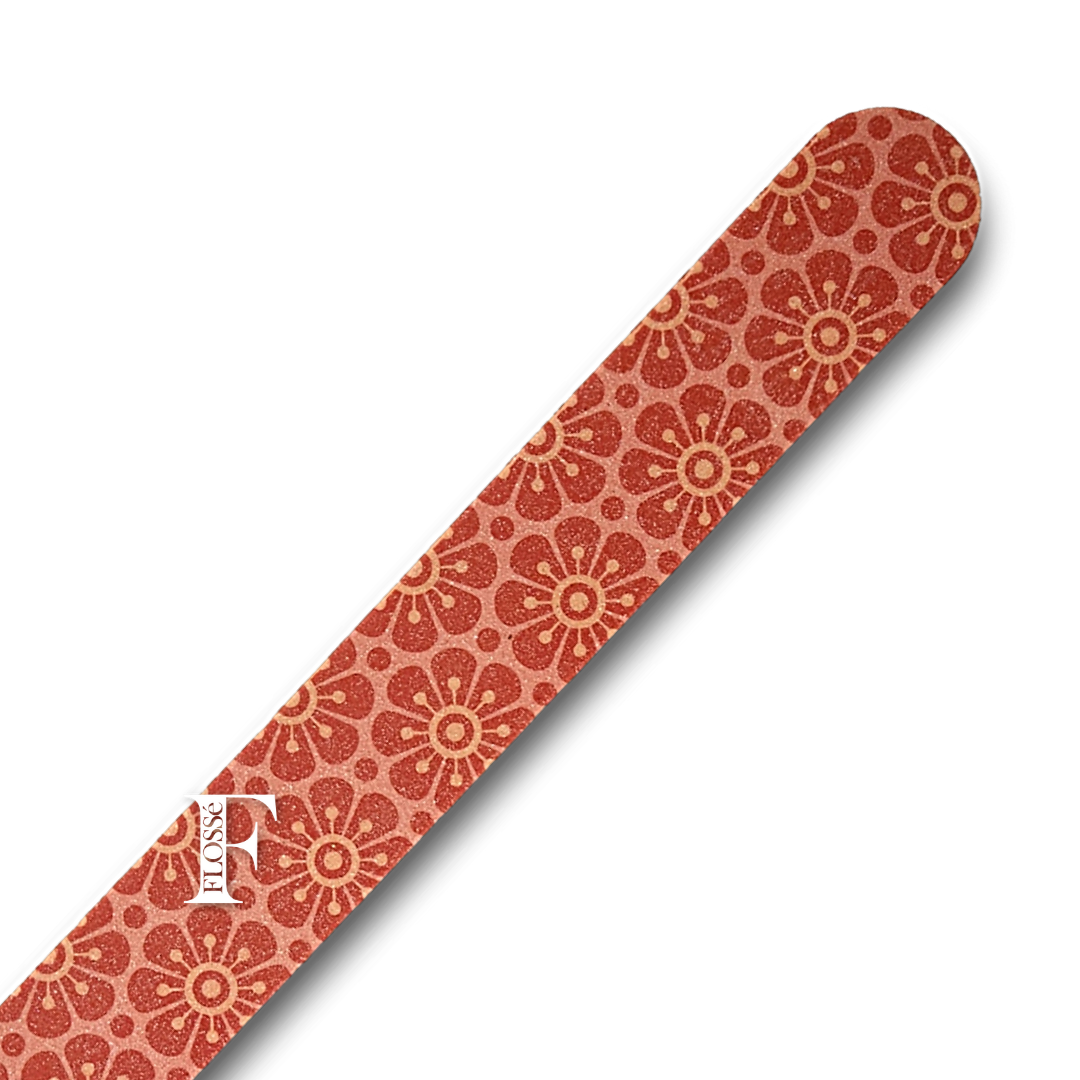 Close up of EVA foam nail file with Flower pattern.