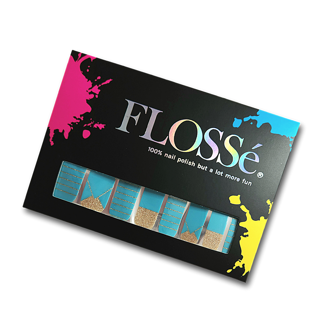 FLOSSé Cleopatra nail wraps nz set of 16 shown on packet.