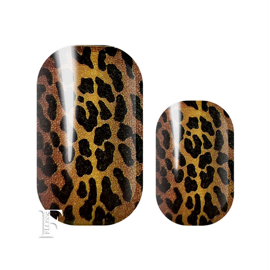 Pearl shimmer bronze leopard print nail wraps. 