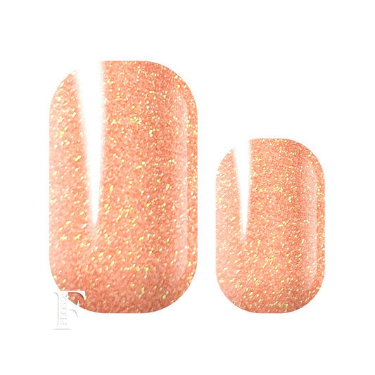 Peach glitter nail wraps nz. Stick on nail polish.