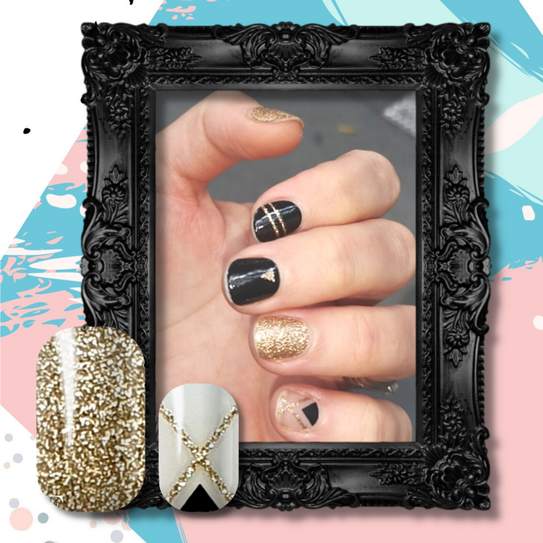 Manicured nails with FLOSSé Golden Onyx nail wraps NZ