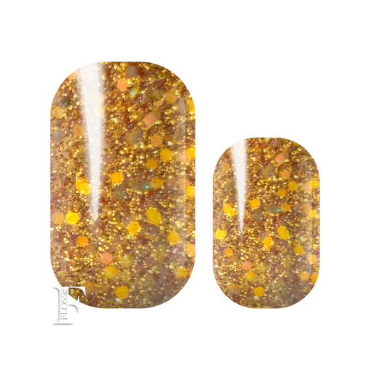 Brilliant gold glitter and sequin nail wraps. NZ