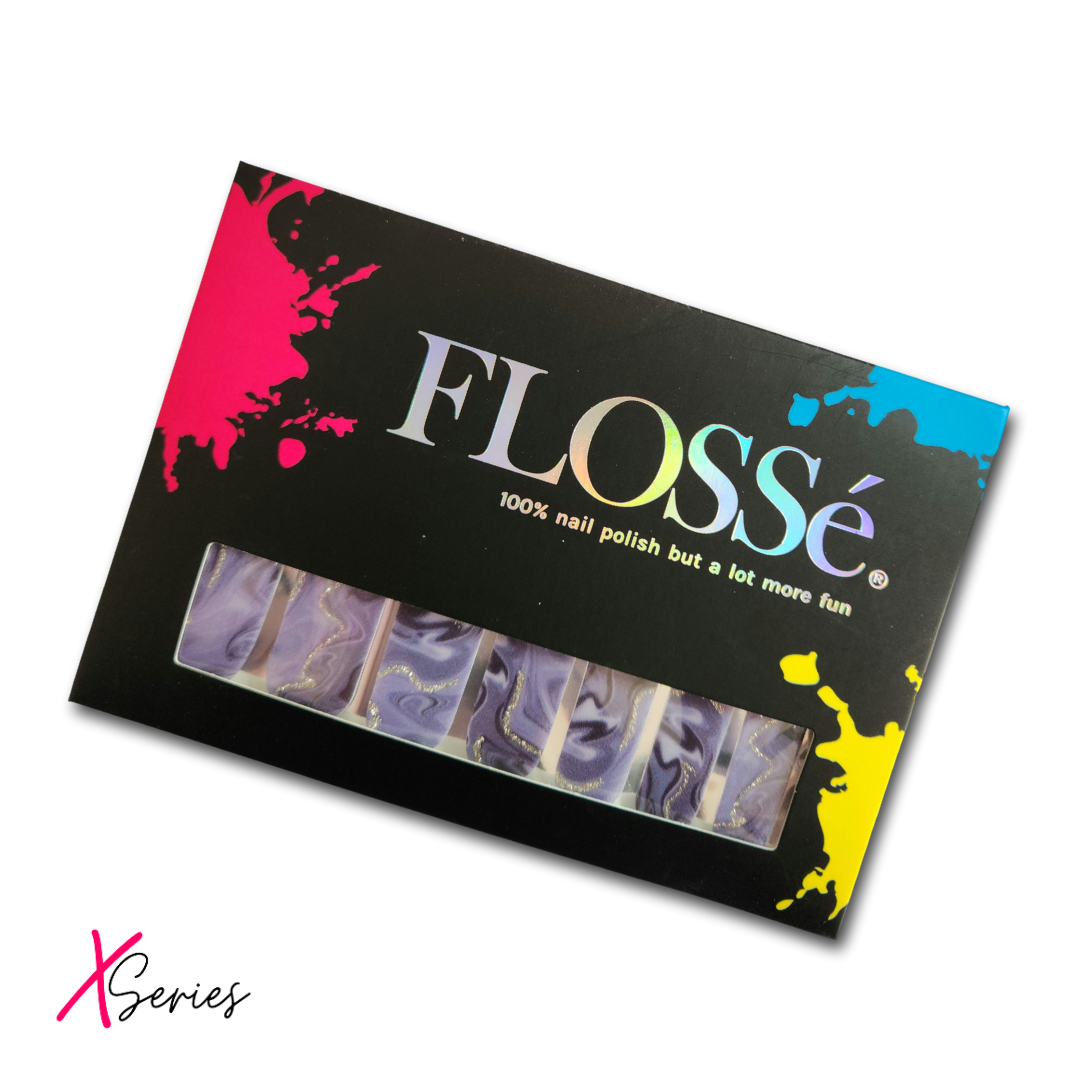 FLOSSé x series wide nail wraps in Geode. Shown in outer packet. 