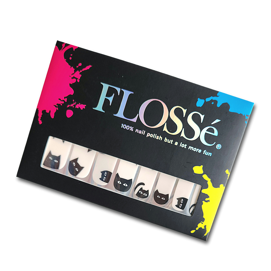 Full set of FLOSSé Salem colour change nail wraps in outer packaging.