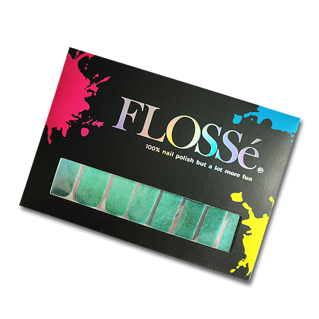 Full set of 16 Tranquillity FLOSSé nail wraps in outer packaging. FLOSSé nail wraps stickers New Zealand