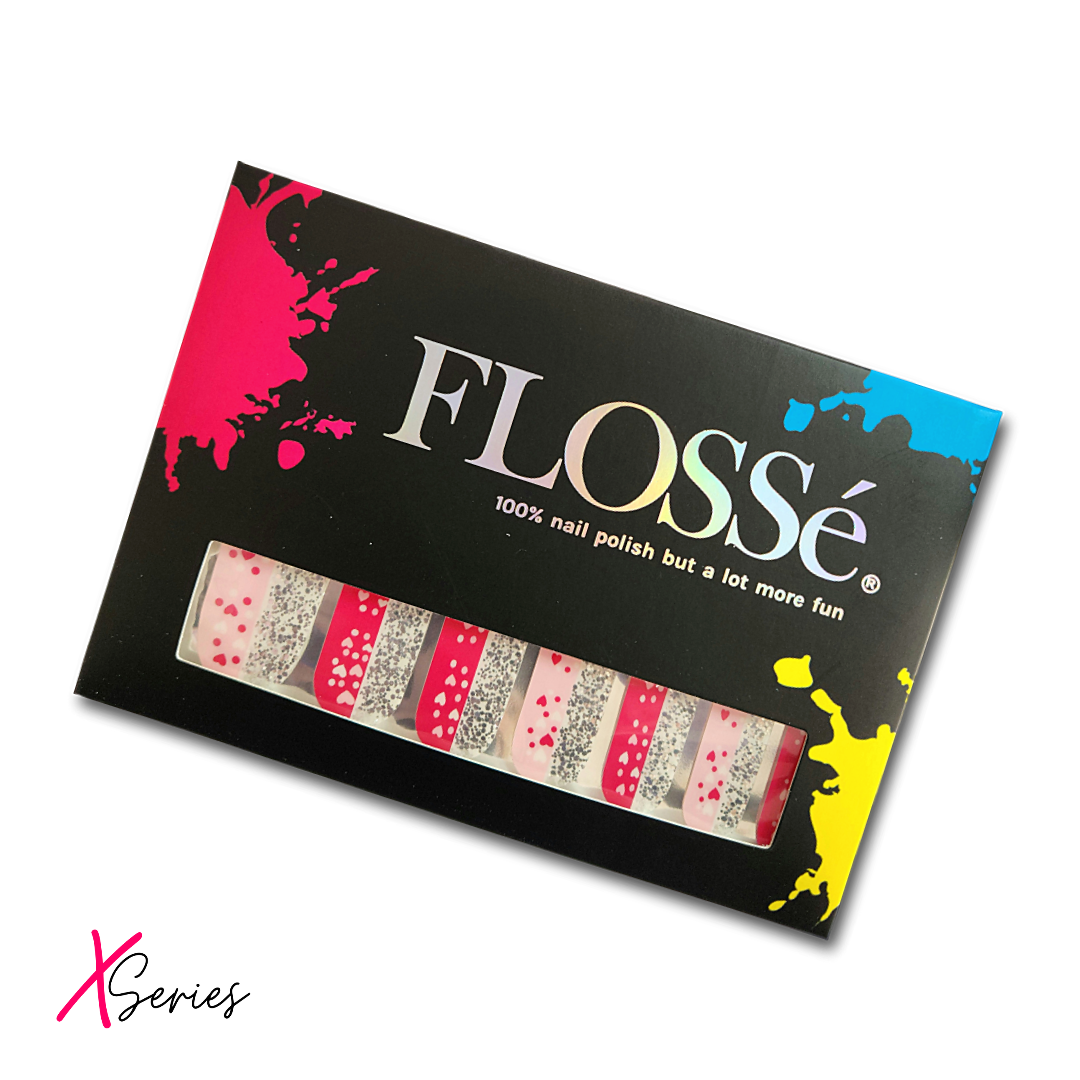 Full set of 14 FLOSSé x series Minnie nail wraps in outer flossé packaging