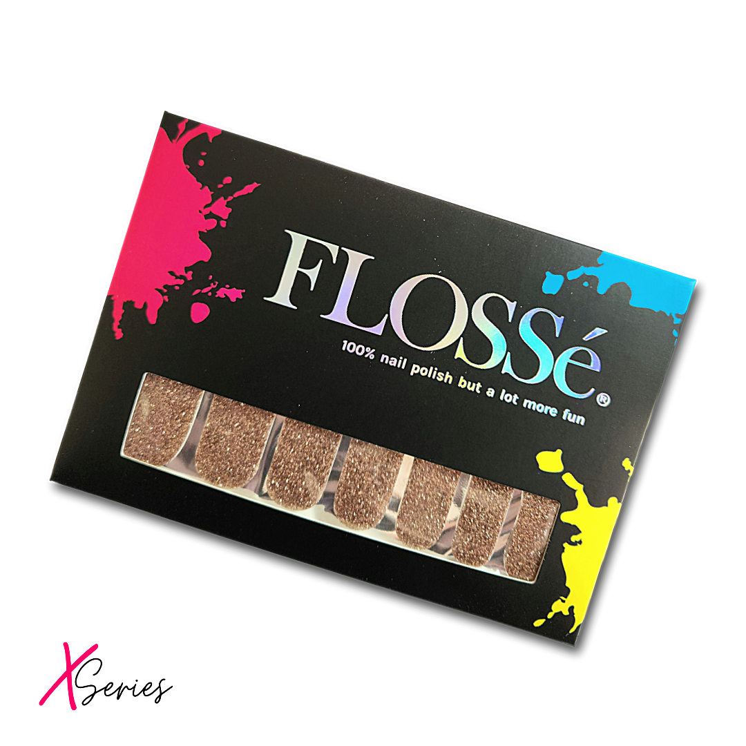 FLOSSé x series truffling nail wraps in packet. 