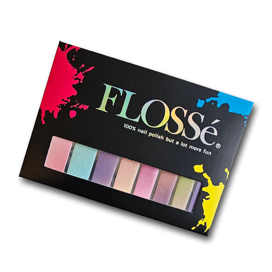 Flossé pastel pearl nail wraps in packaging