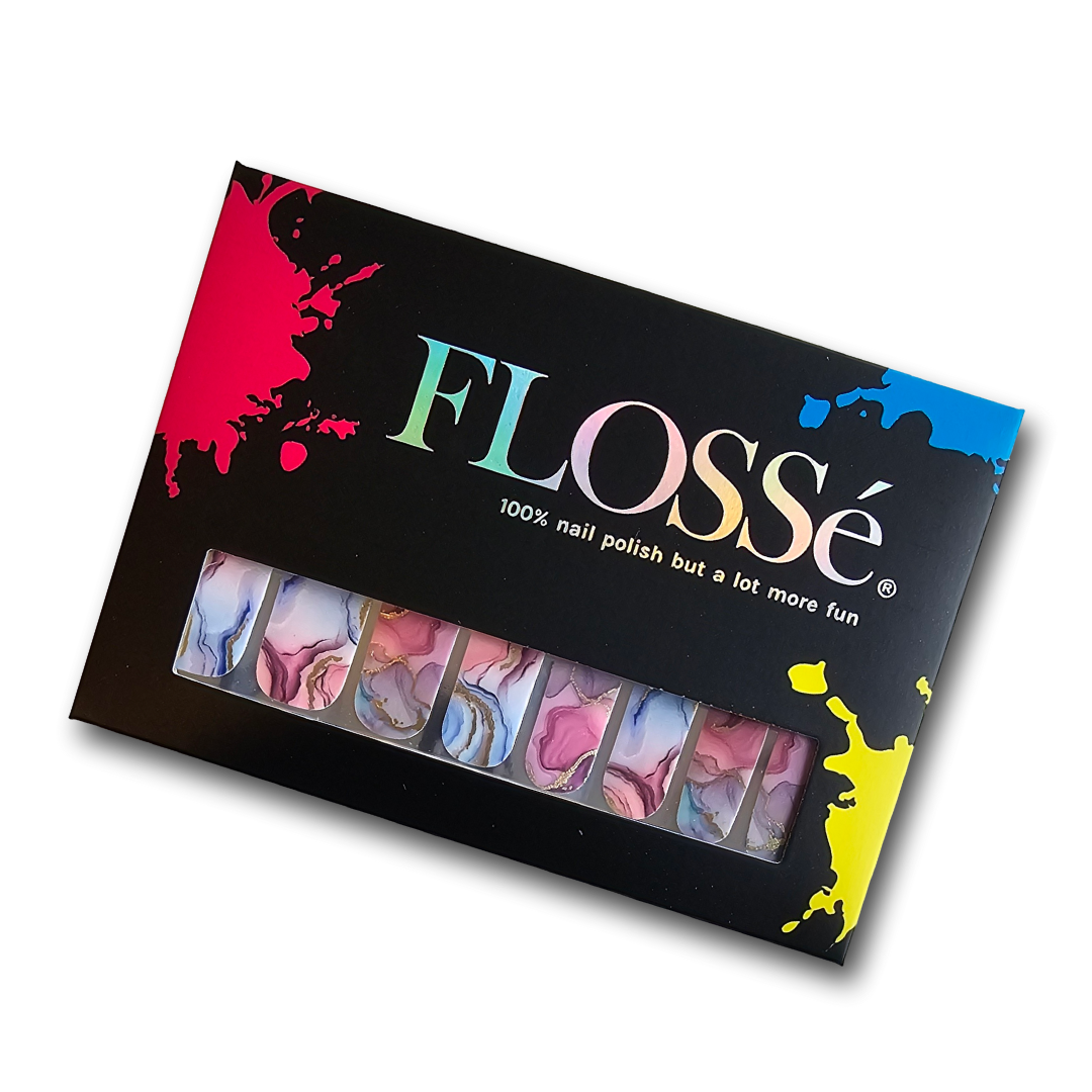 Flossé glazed marble nail wraps in outer packet