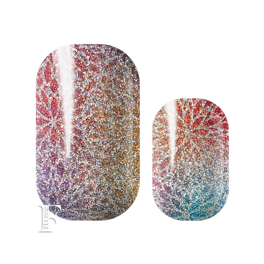 Flossé nail wraps featuring shimmering pastel pearls topped with a silver mirror ball pattern. New Zealand nail wrap stickers. 
