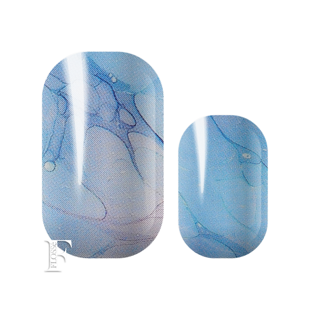 Blue marbled nail wraps. Nail wraps new Zealand. 