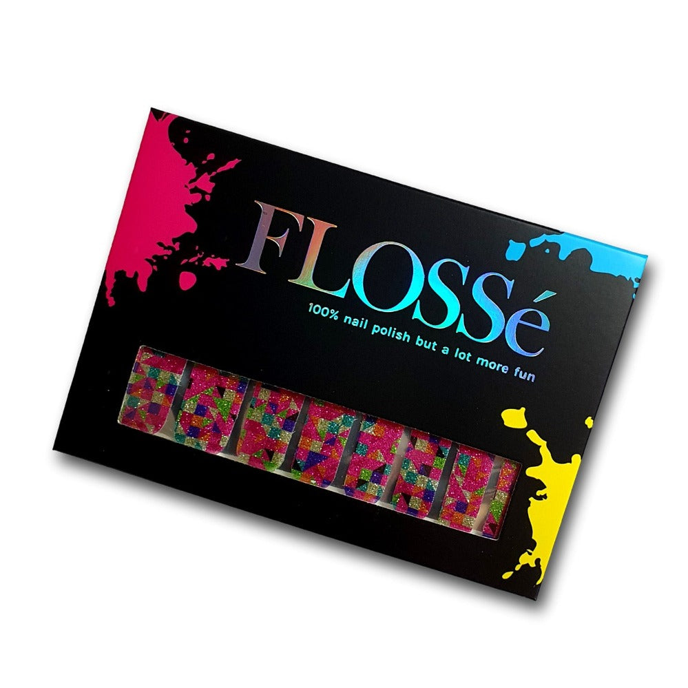 packet of FLOSSe pixel pink nail wraps