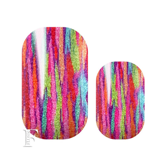 Bright multi coloured nail wraps pearl finish.