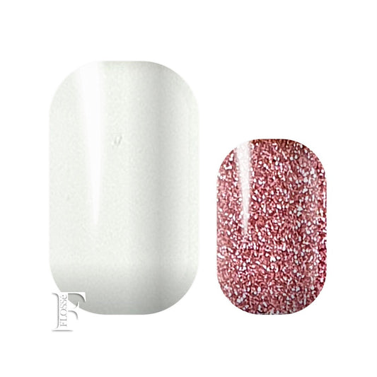 mixed nail wrap set in white with pink glitter on accent fingers