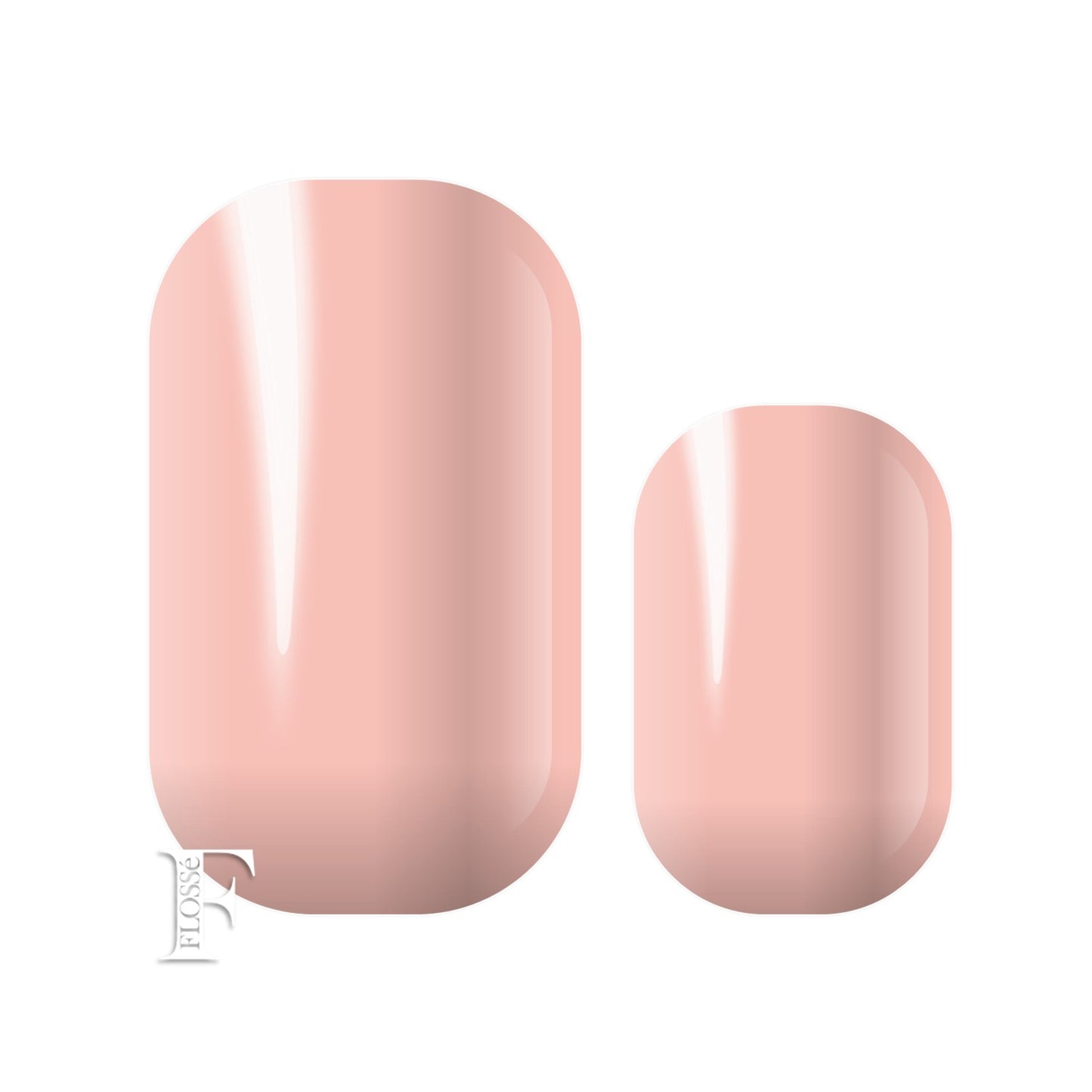 Soft peachy pink block colour FLOSSé nail wraps. 