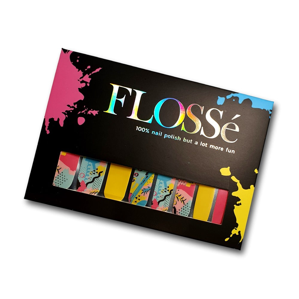 Flosse pina colada nail wraps in packaging.