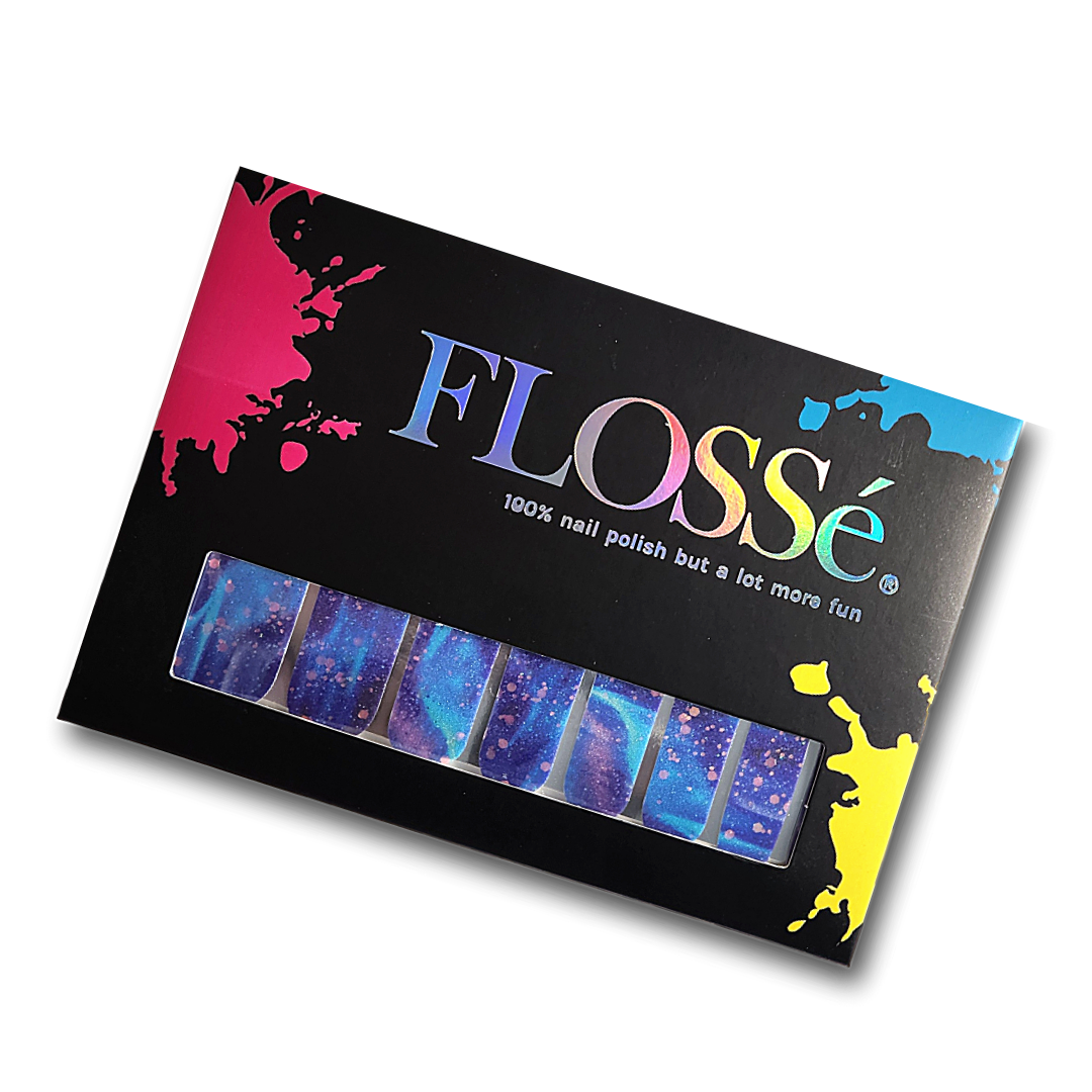 FLOSSé rolling deep nail wraps shown in flossé packaging. 