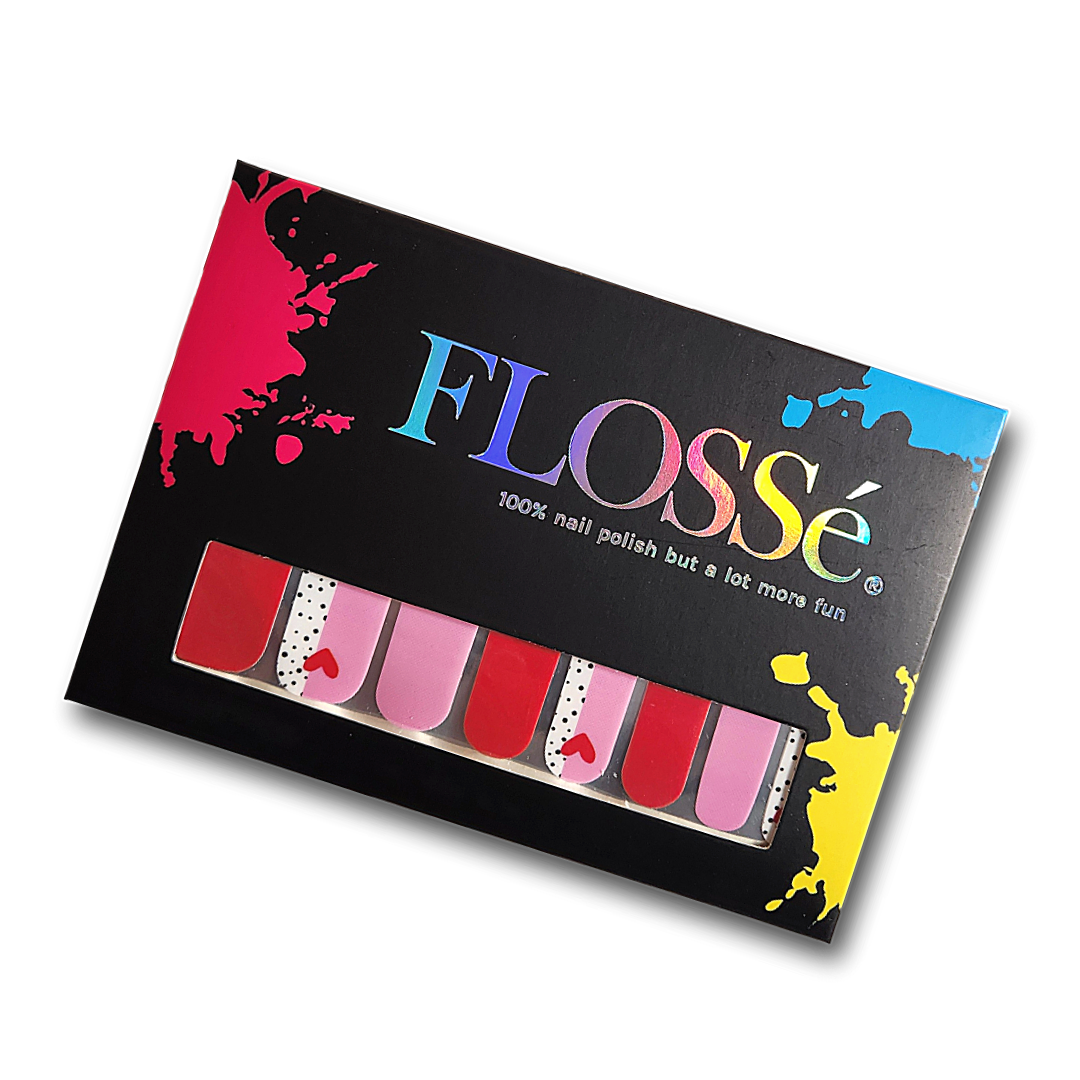 Valentine flossé nail wraps nz in card packaging. 