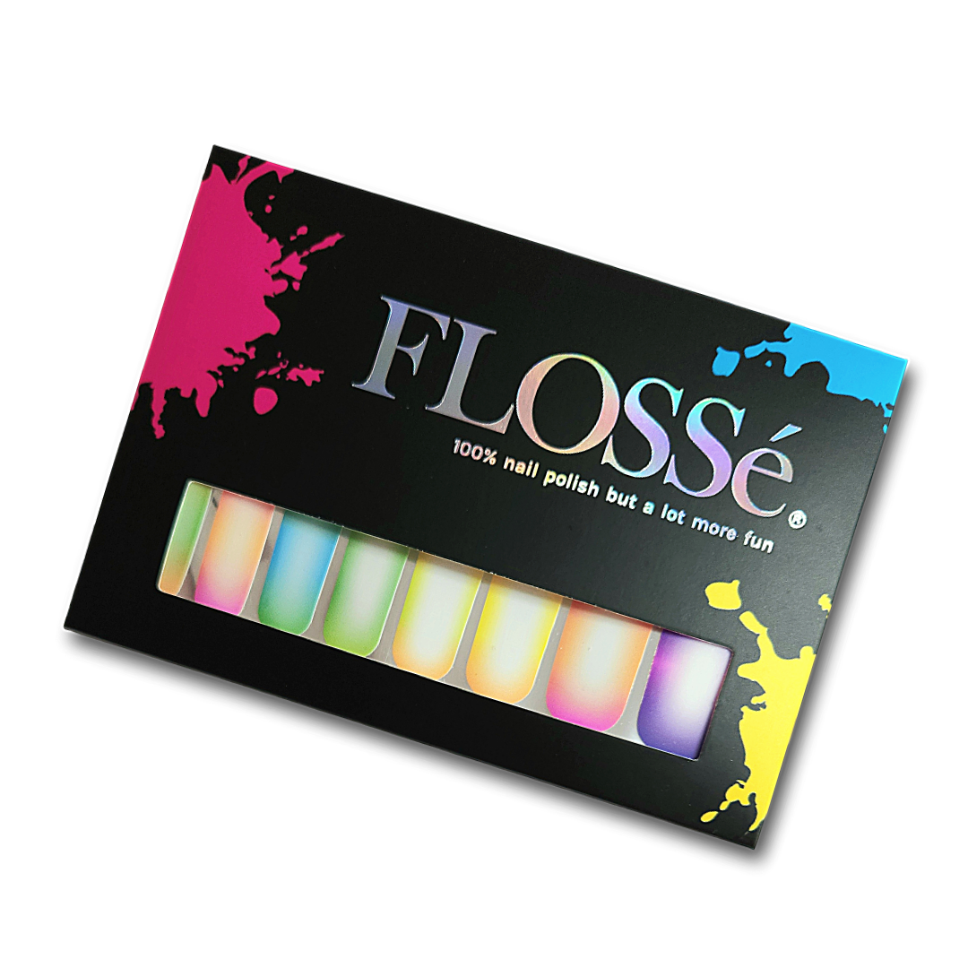 FLOSSé tutti frutti nail wraps, full set down in outer card packaging