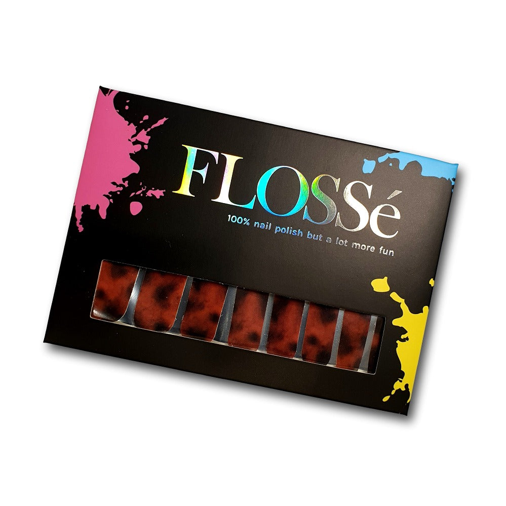 Amber coloured nail wraps displayed in flosse packaging 