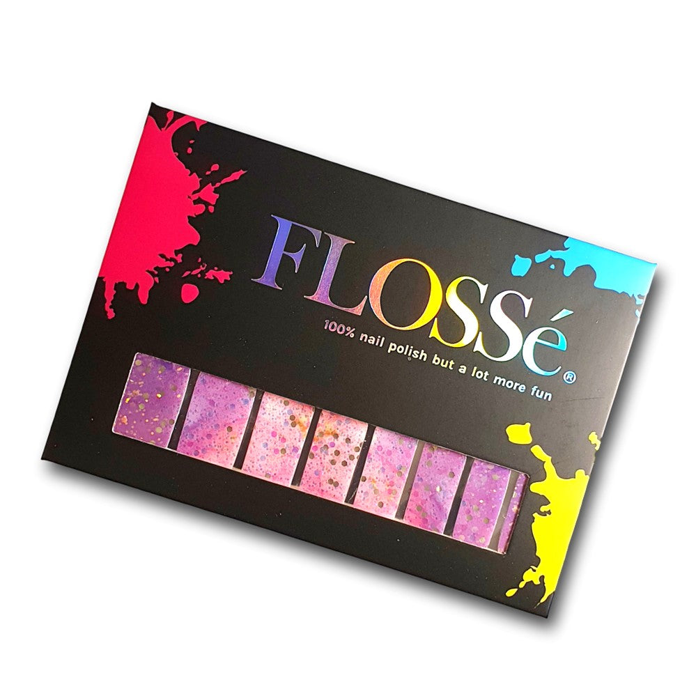 Packet of 16 FLOSSé Clueless glitter and sequin nail wraps