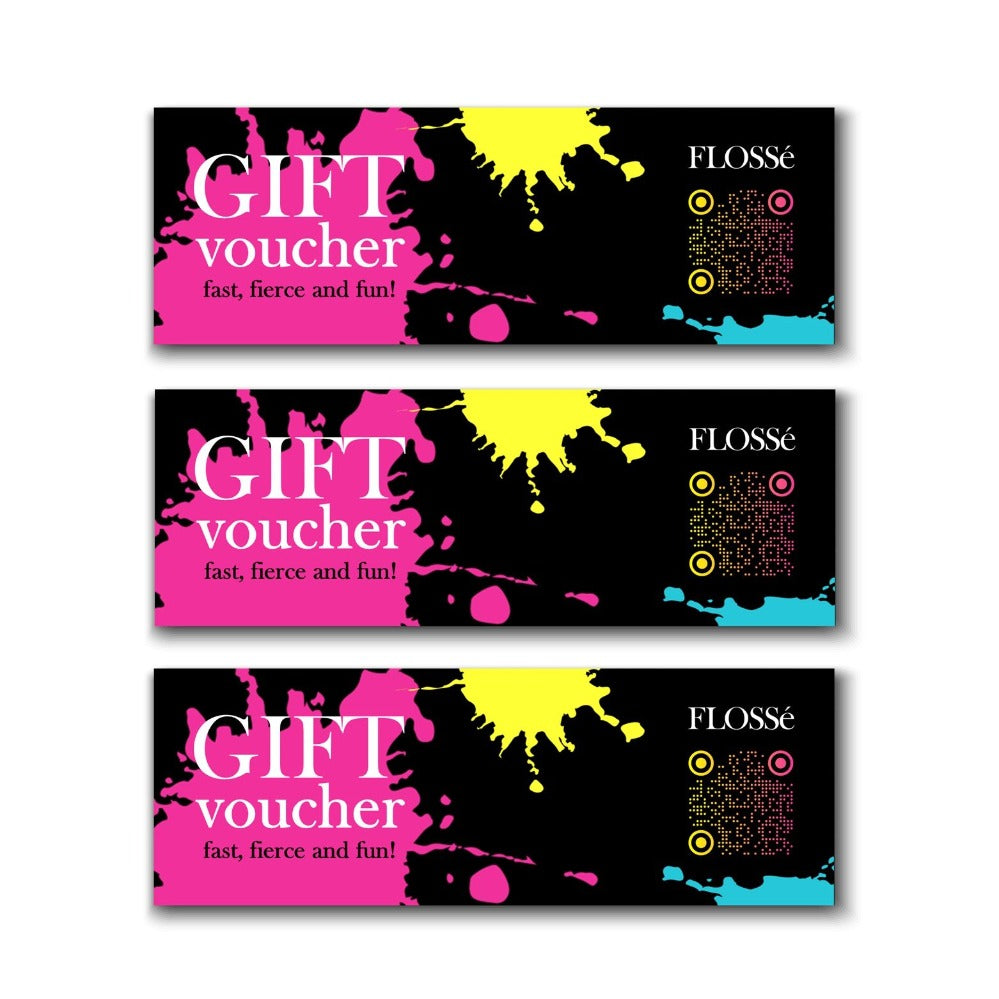4 FLOSSé gift vouchers. Gift guide for tweens, gift guide for 7-10 year old girls. Gift idea for women.