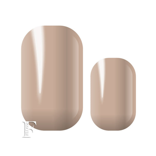 Truffle nail stickers nail wraps.  A light taupe grey block cloured nail wrap. Home manicure.