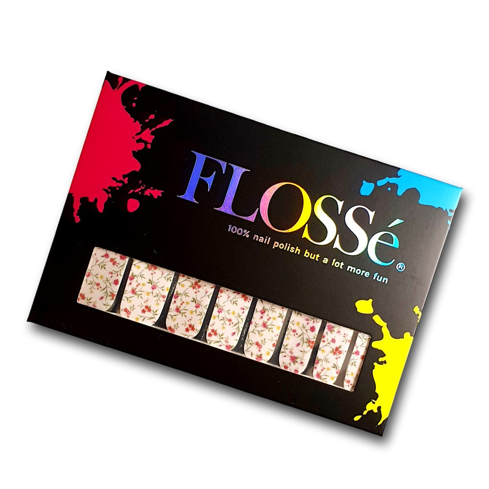 FLOSSé wild flower nail wraps, set of 16 in packet.