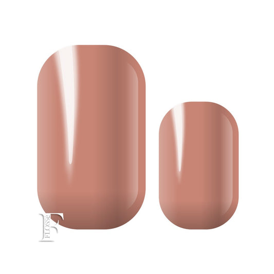 FLOSSé nail wraps in a luxurious reddish pink clay block colour.
